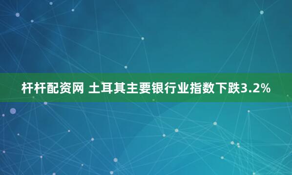 杆杆配资网 土耳其主要银行业指数下跌3.2%