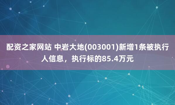 配资之家网站 中岩大地(003001)新增1条被执行人信息，执行标的85.4万元